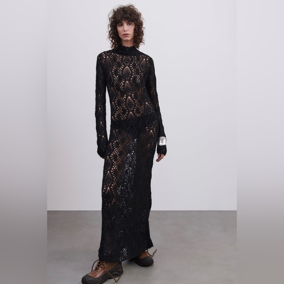 Zara Dresses & Skirts - Long Crocheted Knit Dress Limited Edition